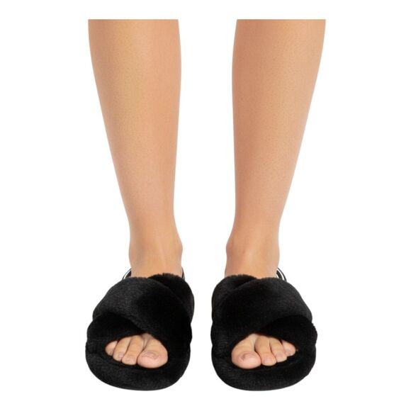 Maurices Shoes - Maurices Black Slingback Faux Fur Slippers 7M